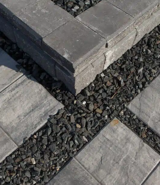 Detail of stone retainer wall and pathway.