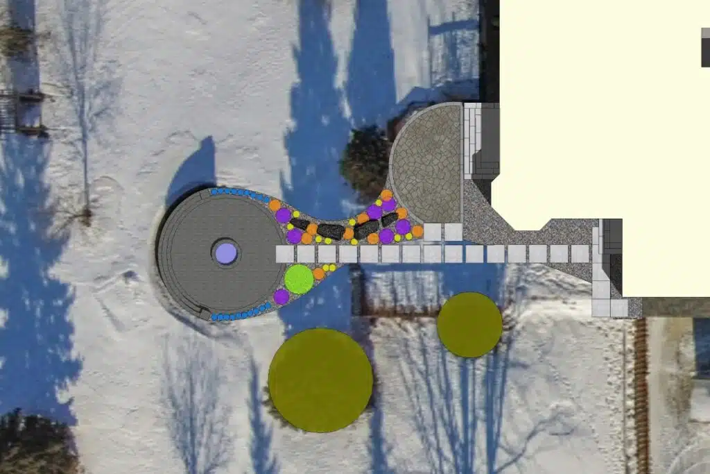 Aerial view of home with planning overlay