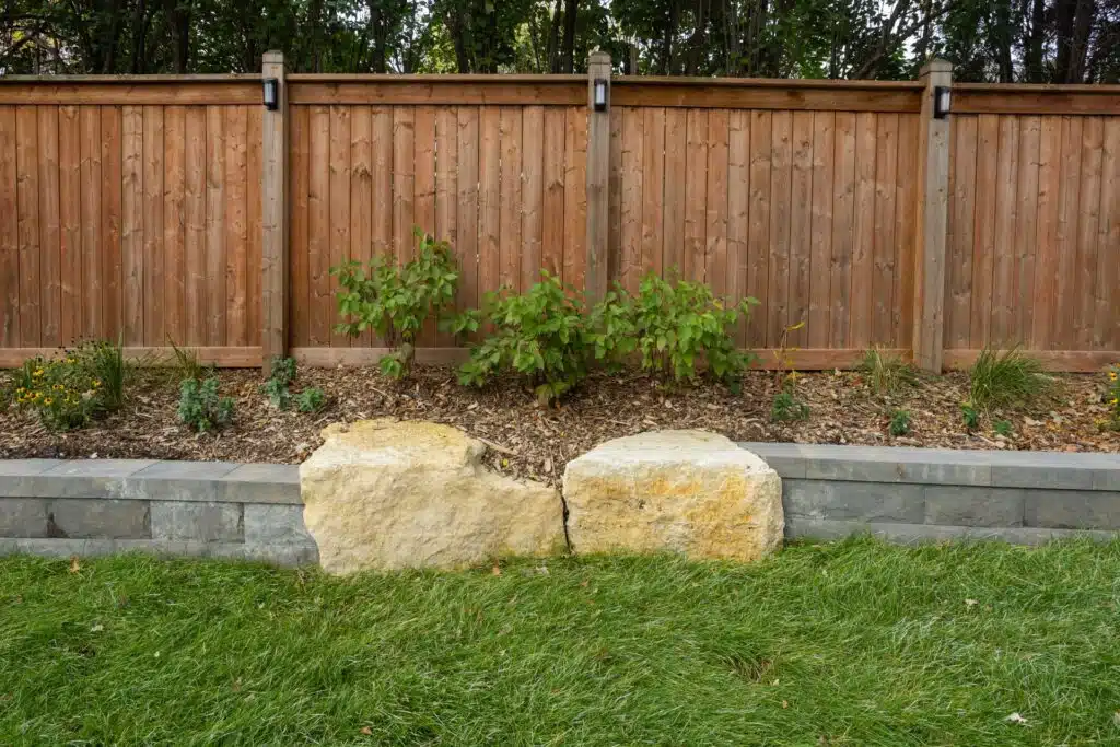 stone wall and planting bed