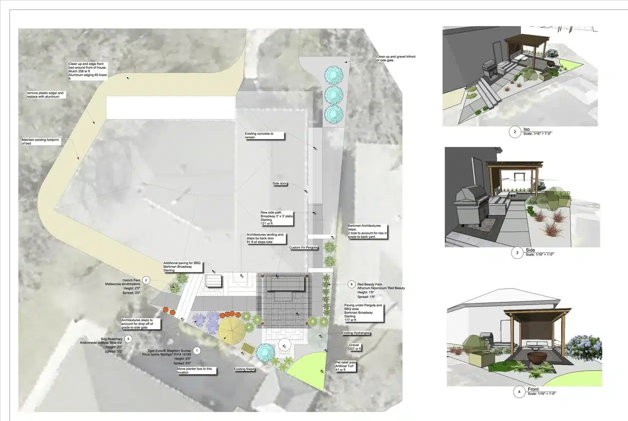 Draft design plans for the Ruskin project. Top level design view and 3D visuals.
