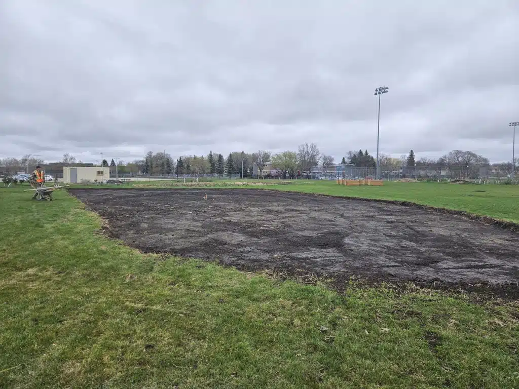 Cleared and graded site before construction of the community landscape project
